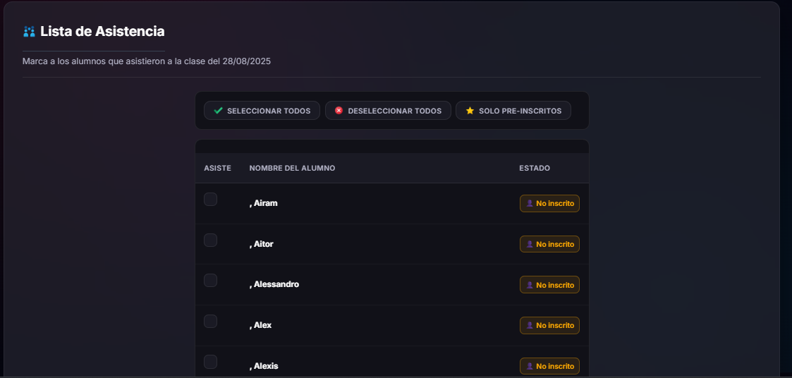 Registro de asistencias